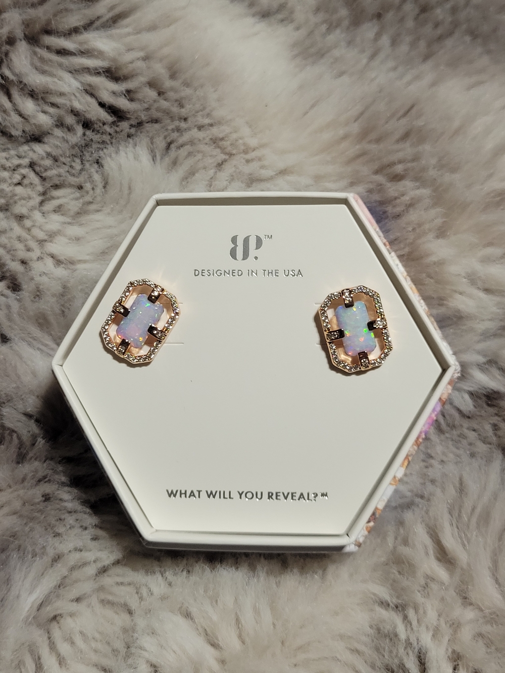 Milky White Opal Stud Earrings